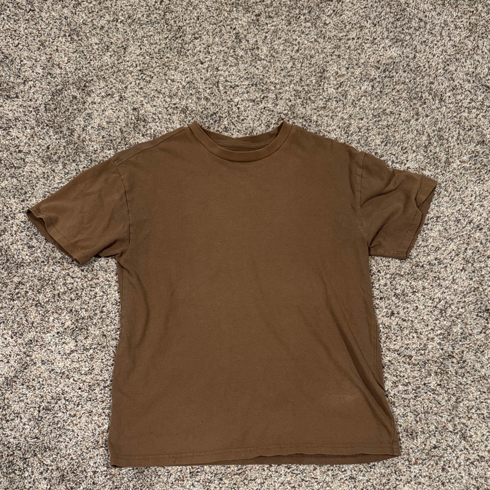 PacSun Men's Solid Brown Crewneck Short Sleeve Tee